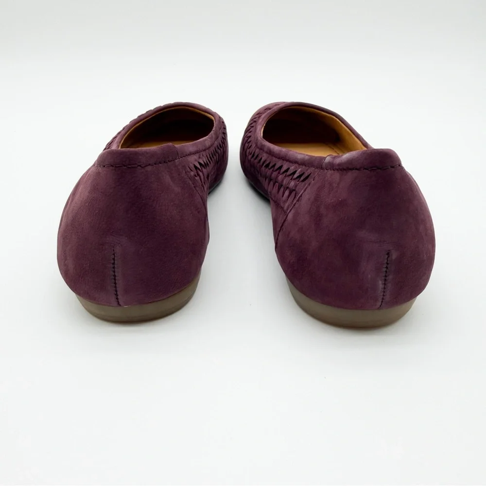 Earth Jett Comfort Ballet Flats Nubuck Suede Woven Detail Purple Burgundy 8 NEW